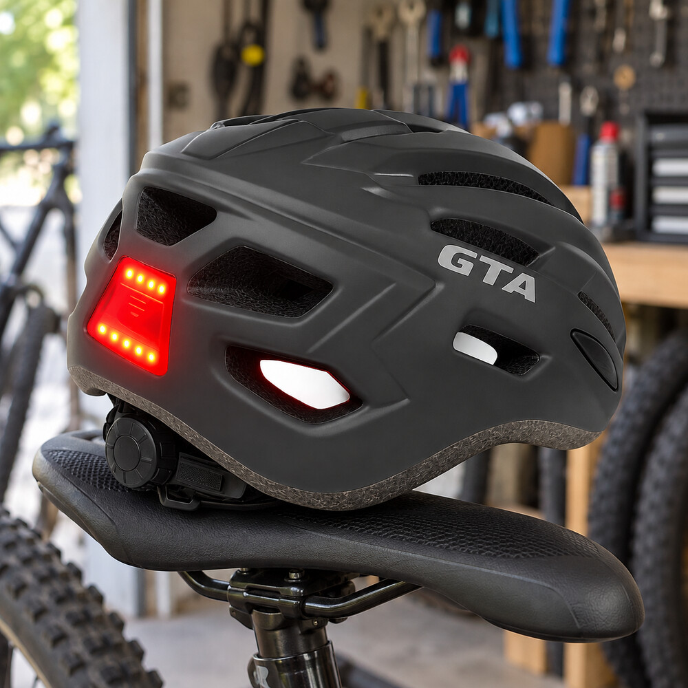Capacete de ciclismo GTA preto com LED traseiro